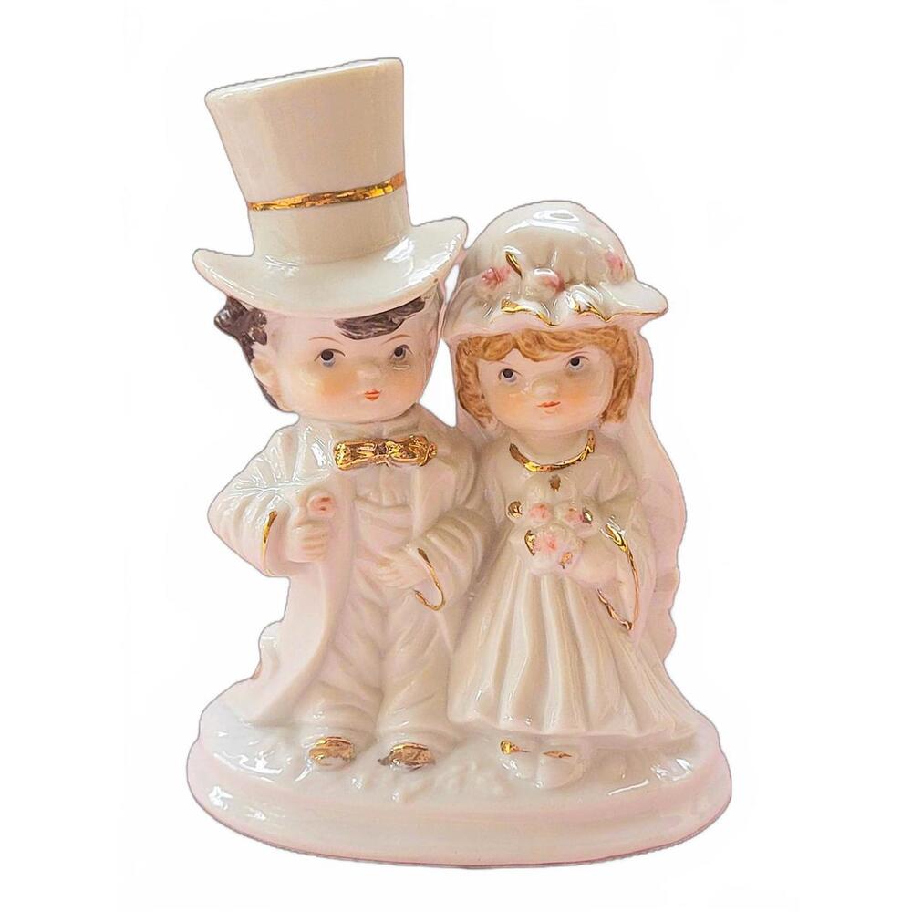Vintage Toma Ceramic Boy and Girl Cake Topper - Made in Taiwan